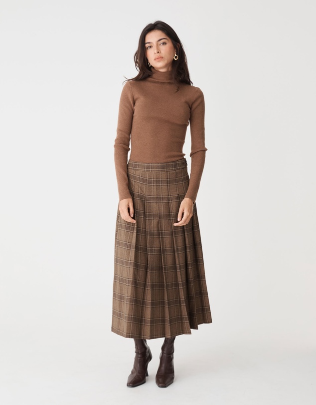 Forcast - Lani Pleated Check Skirt