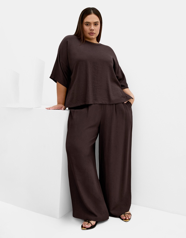 City Chic - Plus size Alexi Relaxed Top - chocolate
