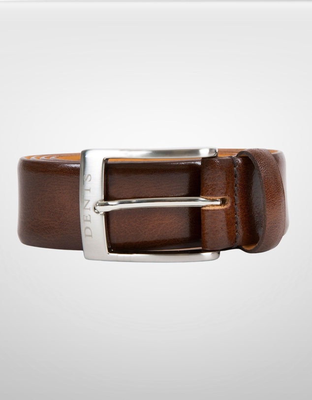 DENTS - Heritage Lined Gloss Full-Grain Leather Belt with Satin Nickel Buckle
