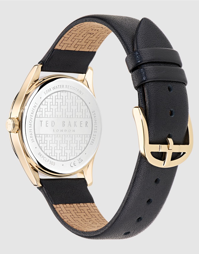 Ted Baker - Coolly Gold-Tone Black Leather Watch