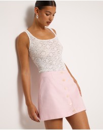 AERE - Pippa Buttoned Linen Skirt