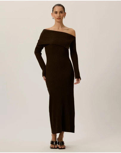 Tussah - Chloe Off Shoulder Knitted Midi Dress