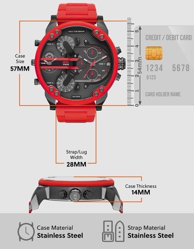 Diesel - The Daddies Series Red Analogue Watch