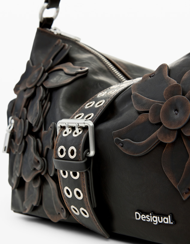 Desigual - Medium bag with flower appliqués
