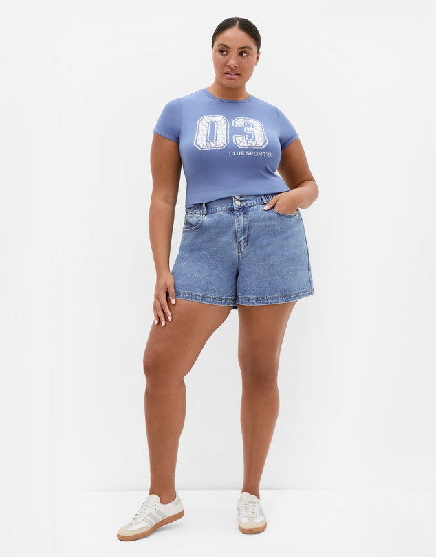 City Chic - Micro Game Day Print Tee - Blue