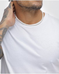 Kuzzoi - ICONIC EXCLUSIVE - Necklace Male Shell Pearl White 925 Sterling Silver Gold Plated