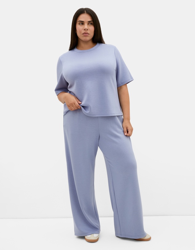 City Chic - Plus size Mae Wide Leg Jogger - dusty blue