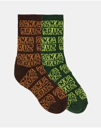 Santa Cruz - Multi Cruz Stack Repeat Crew Socks - Kids-Teens