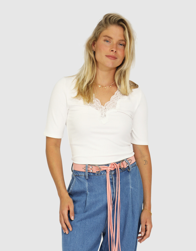Belle & Bloom - Soft Touch Ribbed Lace Tee