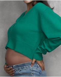 Soon Maternity - V-Neck Cropped Cardigan
