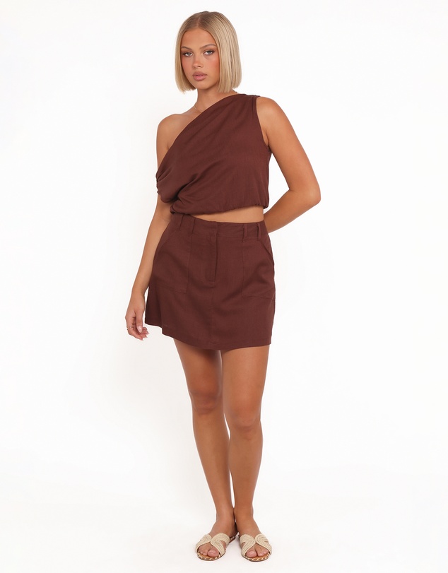 Petal & Pup - Shaw Off Shoulder Top - Chocolate Brown