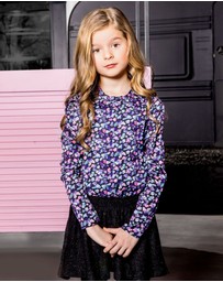 B.Nosy - Long Sleeve Floral Dress with Glitter Skirt - Kids-Teens