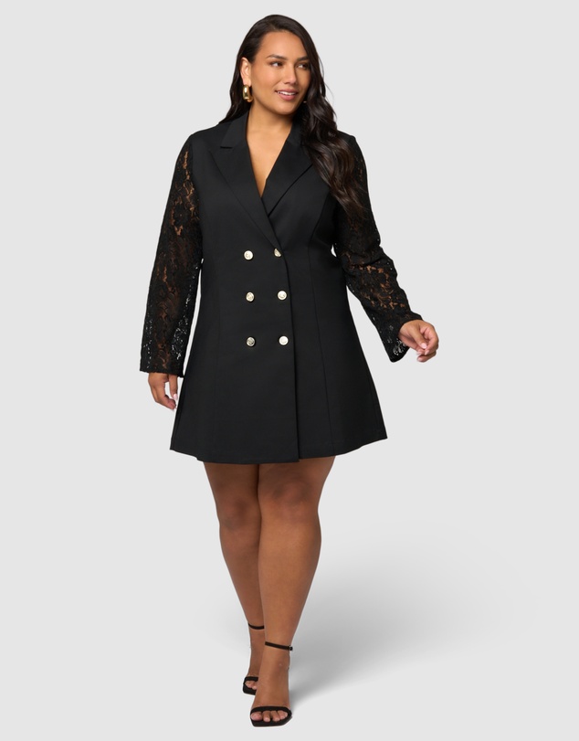 Pink Dusk by Curve Project - Envy Lace Tuxedo Mini Dress