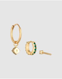 Elli Jewelry - Earrings Set Crystal 925 Sterling Silver Gold-Plated