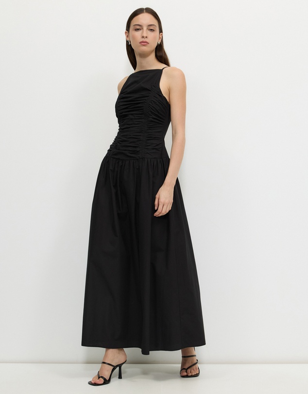 Calli - Drop Waist Gathered Maxi Dress