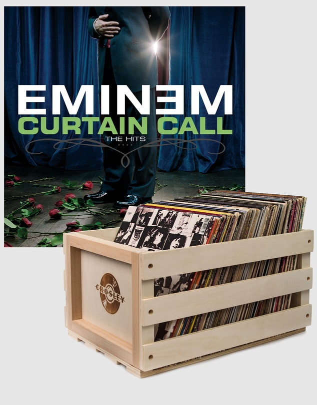 Universal Music - Crosley Record Storage Crate & Eminem Curtain Call - Double Vinyl Album Bundle