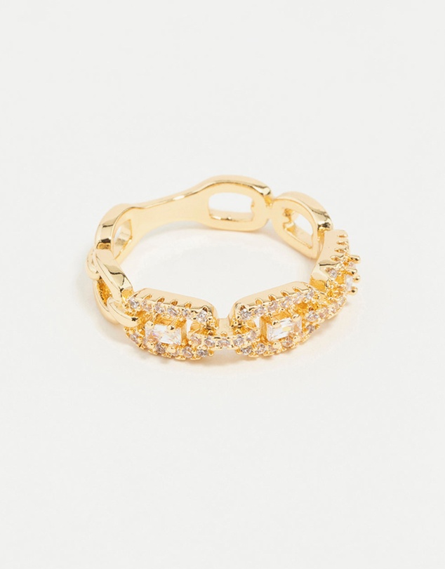 Lovisa - Gold Plated Cubic Zirconia Chain Ring