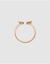 Elli Jewelry - Ring Open Butterfly Wings with Zirconia in 925 Sterling Silver Gold Plated