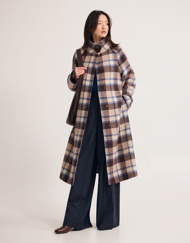 Oxford - Edi Checked Funnel Collar Coat