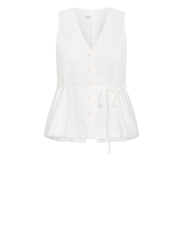City Chic - Plus size Evani Tie Waist Vest - ivory