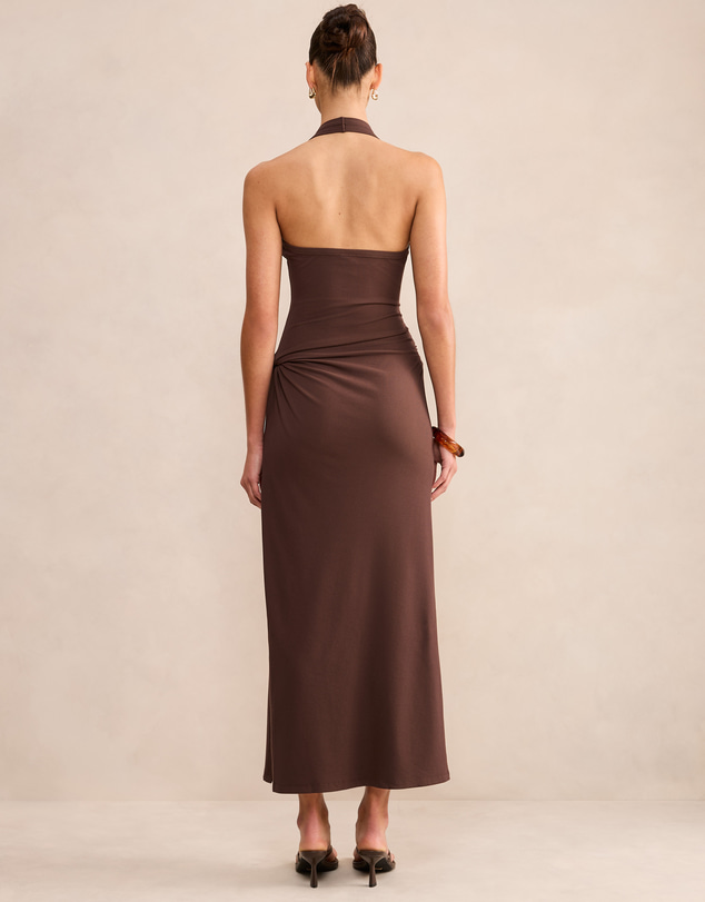 Forever New - Noa Halter Neck Draped Ribbed Midi Dress