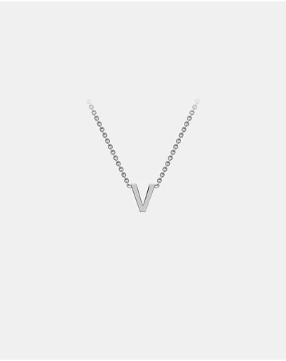 Zoe Olivia - 9K White Gold Initial V Necklace