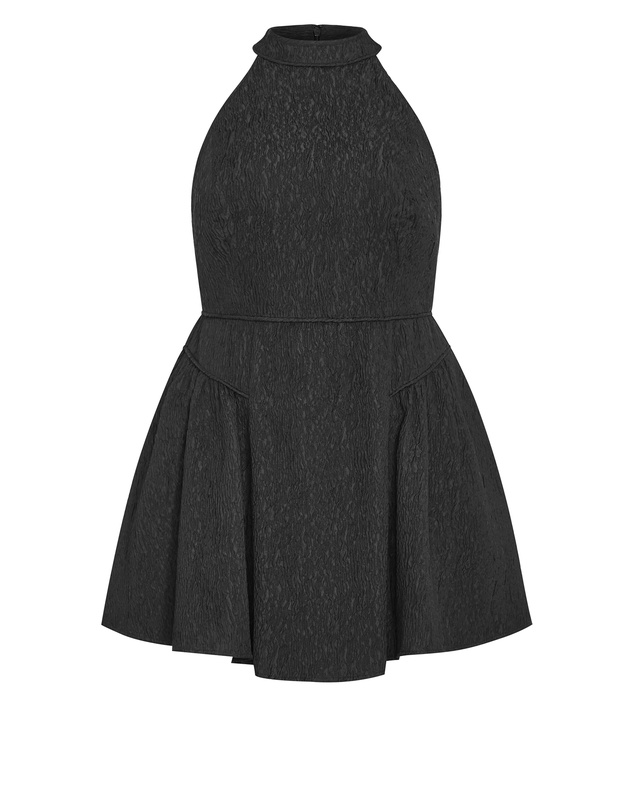 City Chic - Halter Jacquard Mini Dress - black