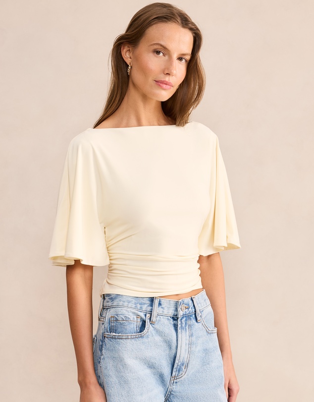 Forever New - Paige Flutter Sleeves Tie Back Top
