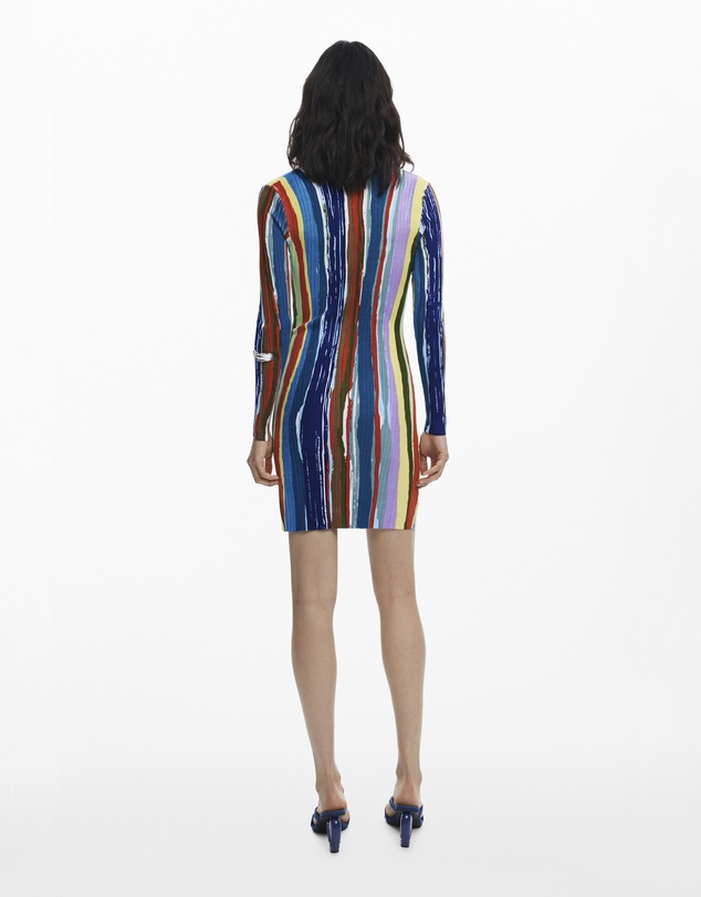 Desigual - Ribbed dress with colored stripes