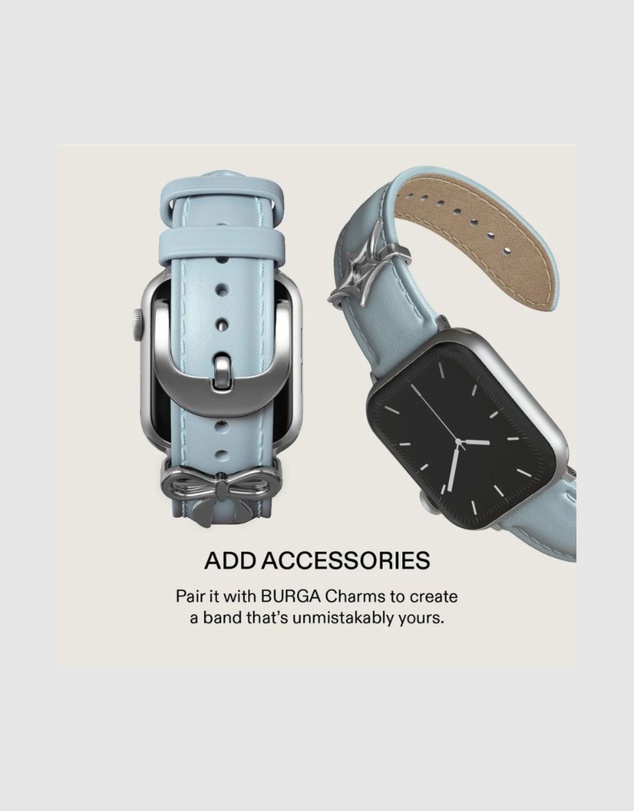Burga - Burga Apple Watch 42/44/46/49 Leather Band - Silver Clasp Light Blue