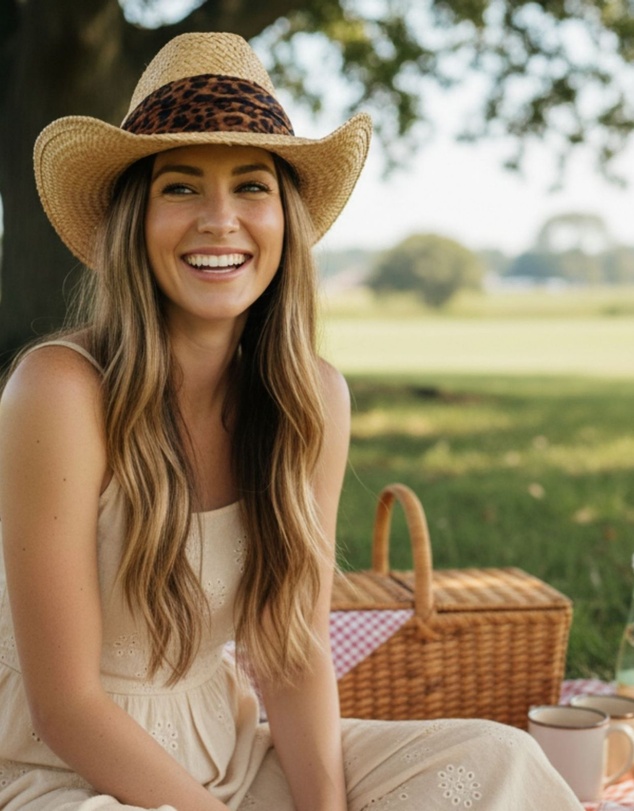 Jacaru - Jacaru 1818E Straw Cowboy Hat with Scarf