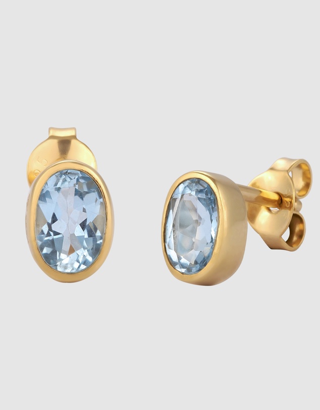Elli Jewelry - Topaz Stud Earrings in Gold-Plated 925 Silver