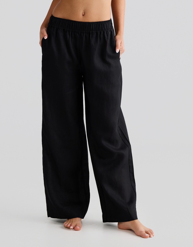 Vacay Swimwear - Black Linen Pants
