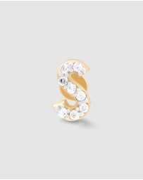 Wanderlust + Co - Alphabet Pave Gold Flat Back Earring - Letter S