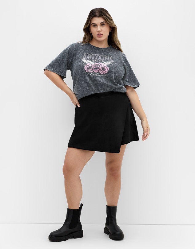 City Chic - Plus size Ryan Arizona Print Tee - grey wash