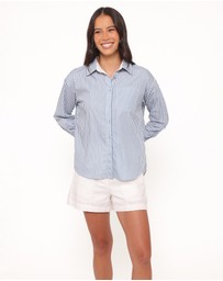 Petal & Pup - Jackson Button Up Shirt - Blue Stripe
