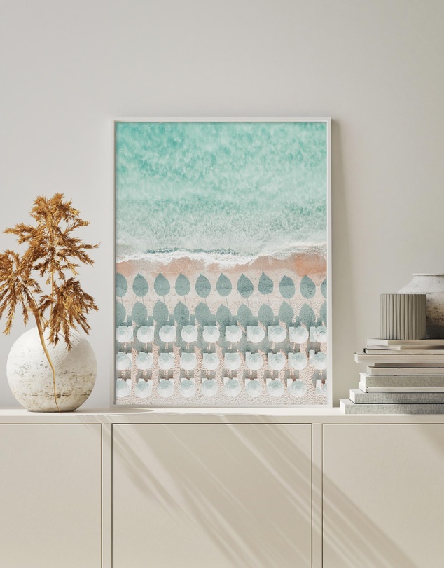 Olive et Oriel - White Umbrellas Art Print