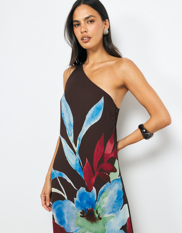 AERE - Isla One Shoulder Maxi Dress