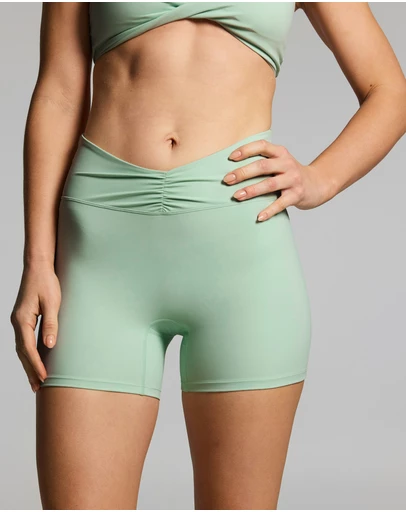 Rockwear - Ruched Waist High Rise Mid Thigh Bike Shorts