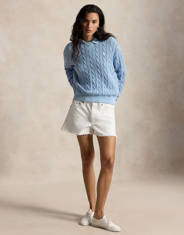 Polo Ralph Lauren - Cable-Knit Cotton Polo-Collar Sweater
