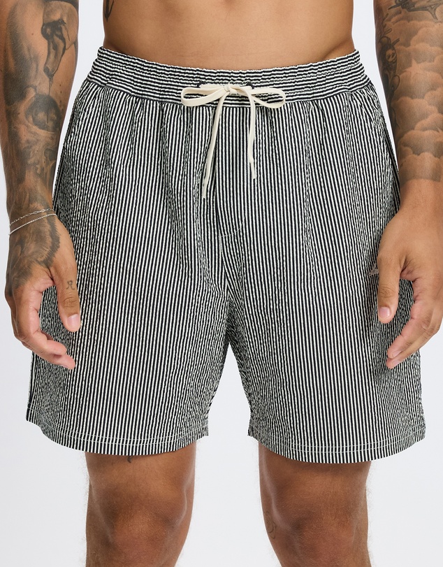 Les Deux - Stan Stripe Seersucker Swim Shorts
