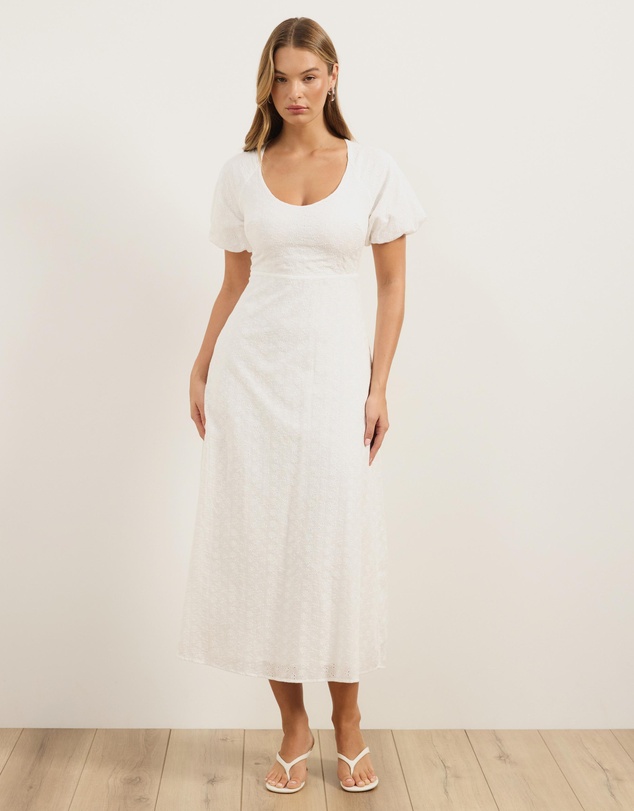 Atmos&Here - Belle Short Sleeve Broderie Midi Dress