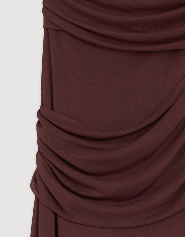 Revibe - Repaired CHANCERY Margot One Shoulder Drape Mesh Maxi Dress - AU 6