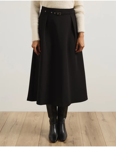 Atmos&Here - Rae Belted Flare Midi Skirt