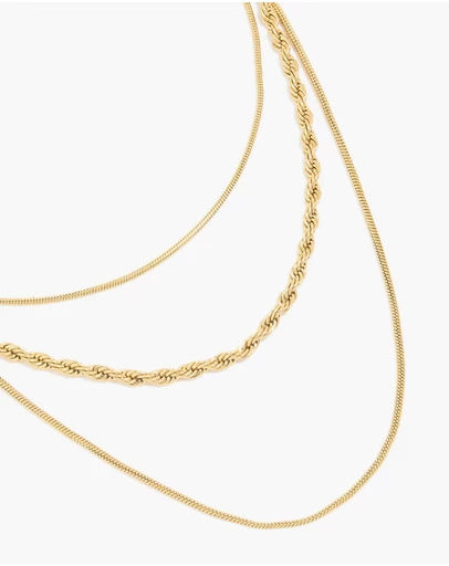 Lovisa - Waterproof Gold Plated Stainless Steel Mixed Chain Layered Necklace