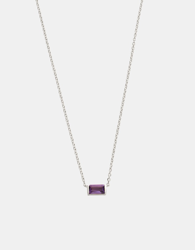 Kirstin Ash - Baguette Birthstone Necklace February Amethyst