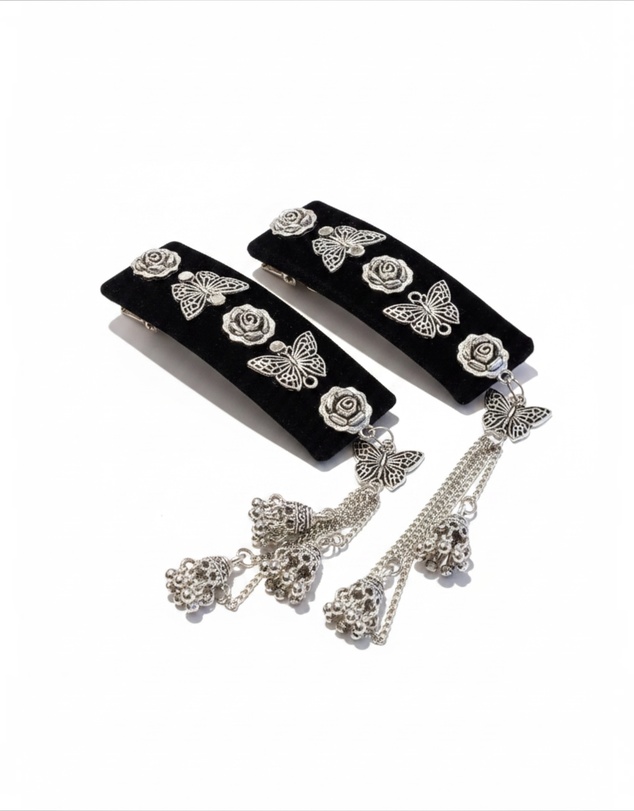 Mossée - Rosalind Rose & Butterfly Charm Hair Clip