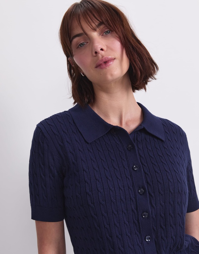 Sportscraft - Cotton Cable Short Sleeve Knit Top