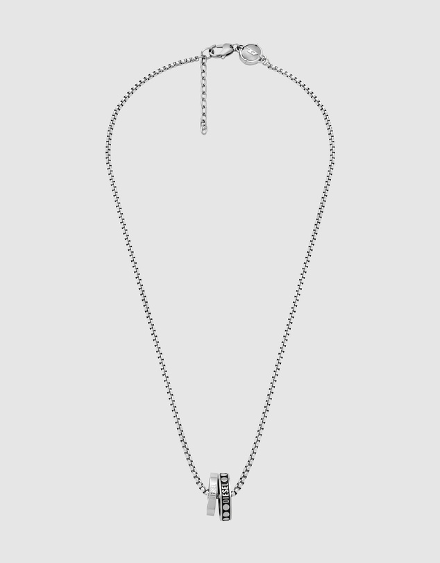 Diesel - Double Pendant Silver-Tone Necklace DX1168040