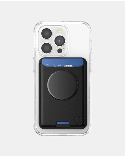 PopSockets - PopWallet+ MagSafe Softgoods Phone Wallet Card Holder+ Magnetic Adapter Ring